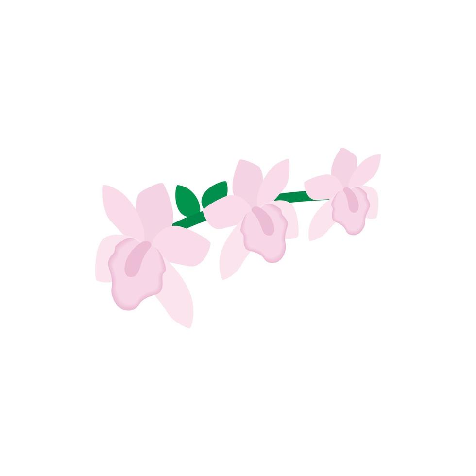icône d'orchidée rose, style 3d isométrique vecteur