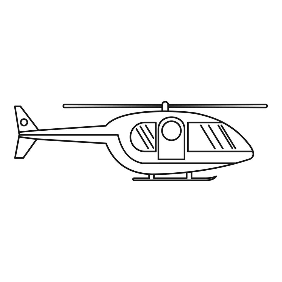 icône d'hélicoptère d'hôpital, style de contour vecteur