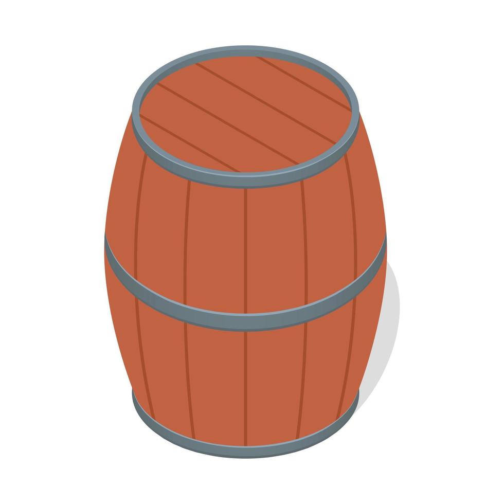 tonneau en bois d'icône de bière, style isométrique vecteur