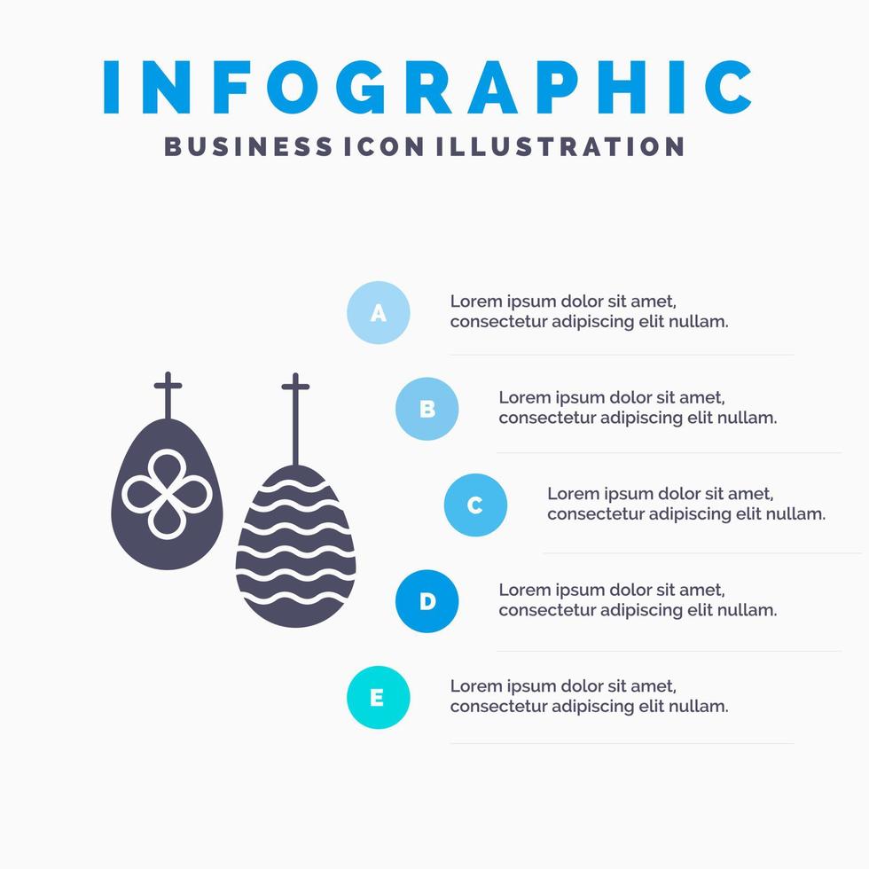 célébration oeuf de pâques nourriture solide icône infographie 5 étapes présentation arrière-plan vecteur