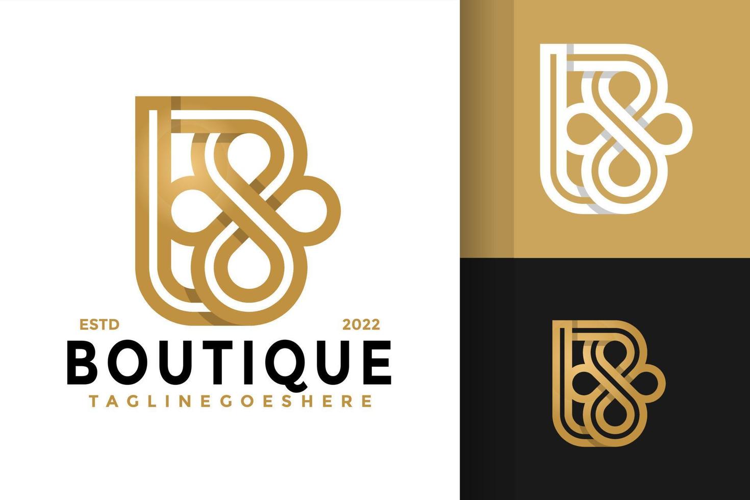 création de logo de trèfle de boutique b, vecteur de logos d'identité de marque, logo moderne, modèle d'illustration vectorielle de conceptions de logo