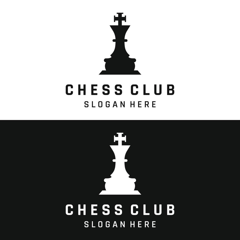 logo de modèle de jeu de stratégie d'échecs avec rois, pions et tours. logos pour les tournois, les équipes d'échecs et les jeux. vecteur