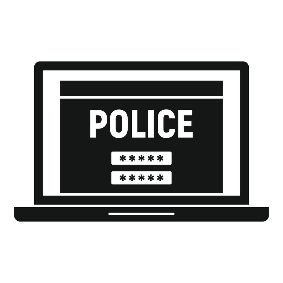 icône d'ordinateur portable de police, style simple vecteur