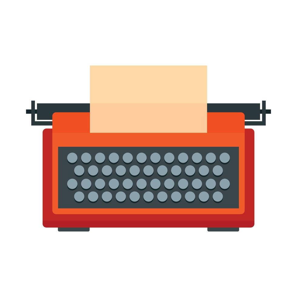 icône de machine à écrire rouge, style plat vecteur