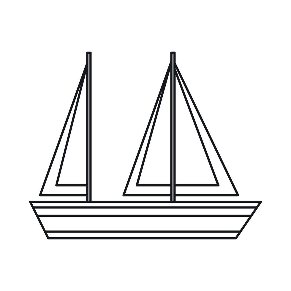 icône de bateau à voile, style de contour vecteur