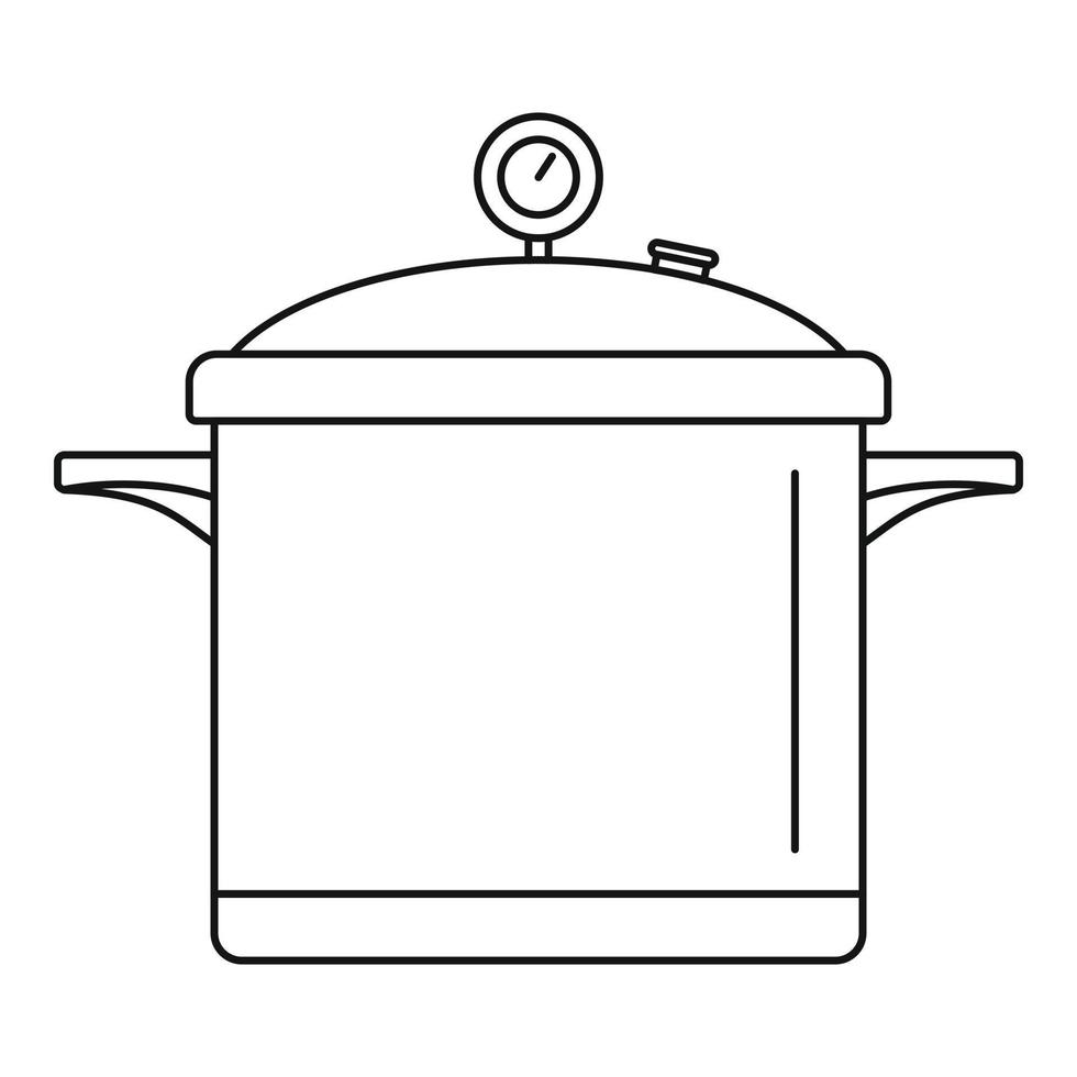 grande icône de casserole de cuisinier, style de contour vecteur