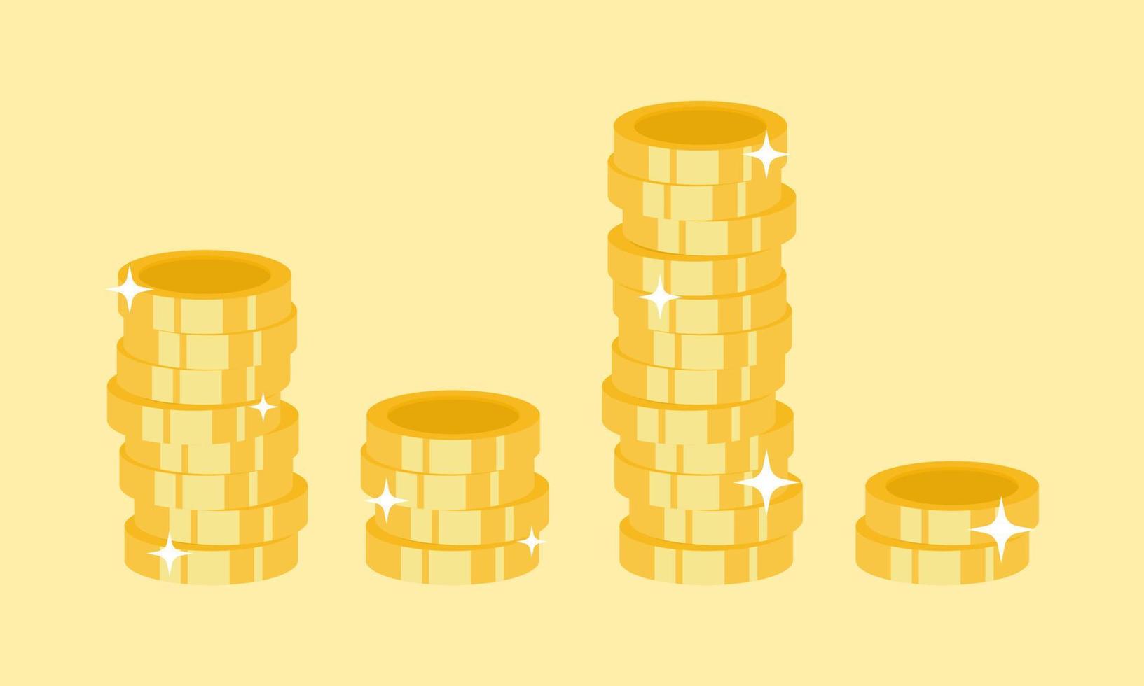 pile de pièces d'or avec concept de profit. pièces d'or ou monnaie d'affaires. vecteur