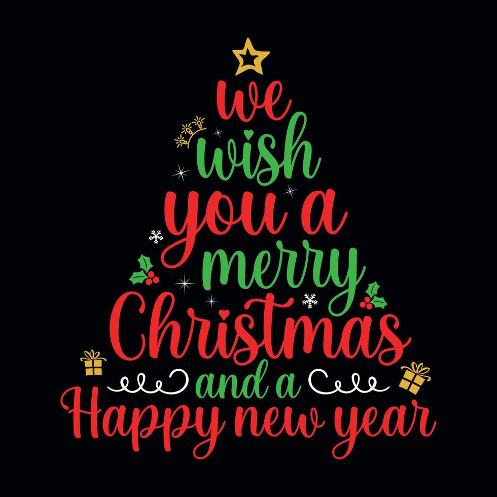 nous vous souhaitons un joyeux noël et une bonne année - citations de noël vecteur de conception typographique