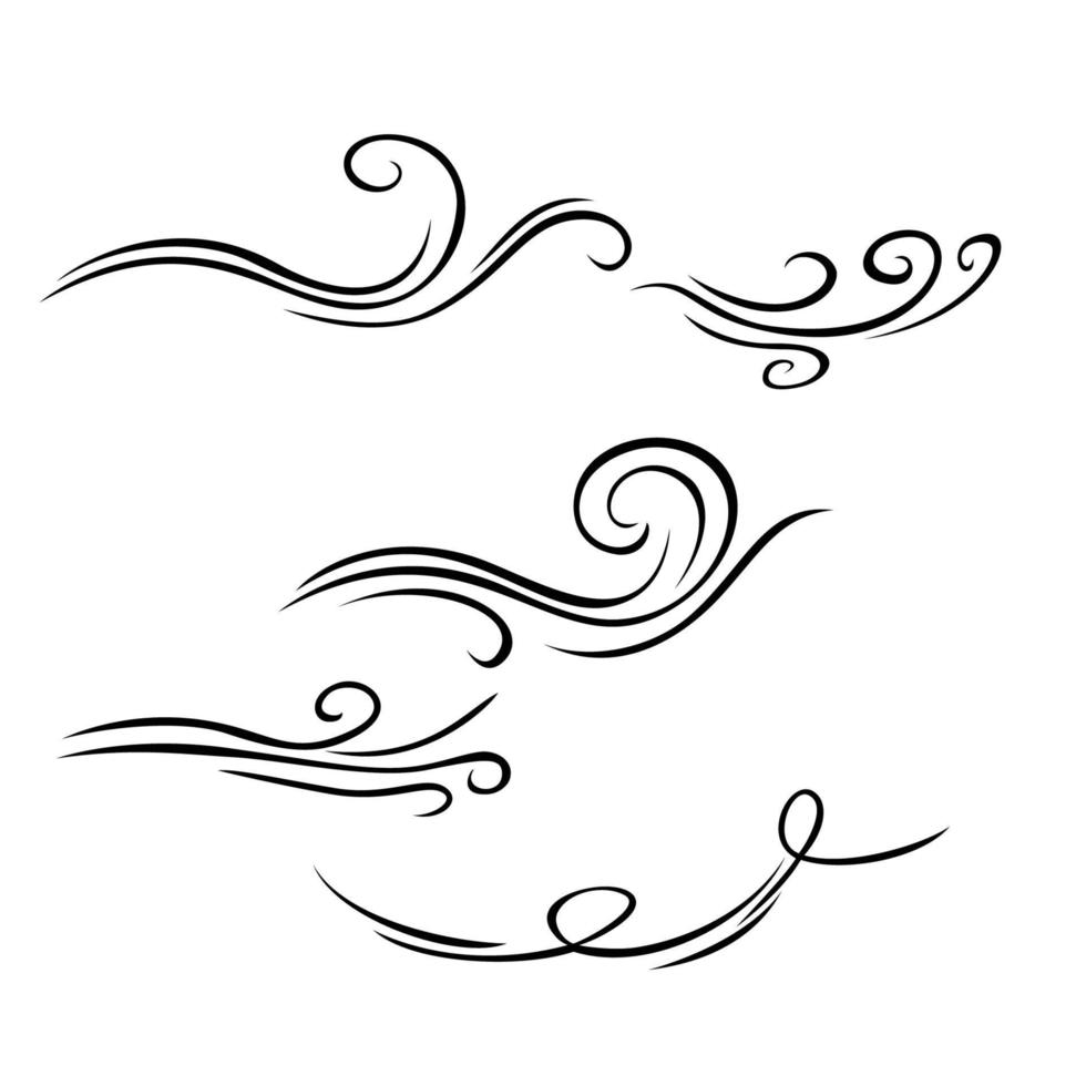 ensemble d'illustration de conception d'icône de coup de vent. signe et symbole de débit d'air. vecteur