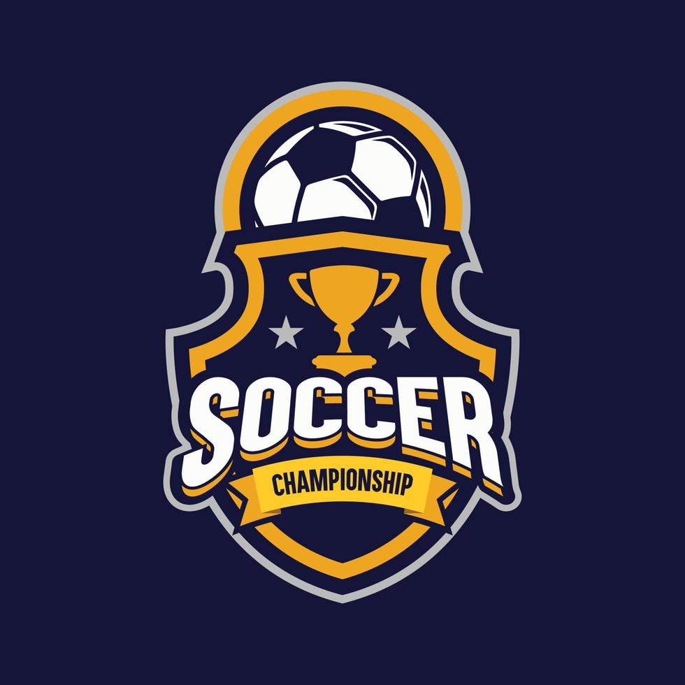 football couleur or badge de football modèles de conception de logo équipe de sport identité illustrations vectorielles isolées sur fond bleu vecteur