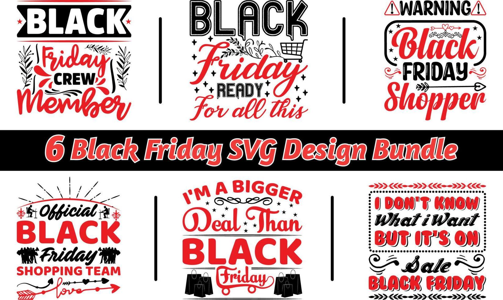 bundle de conception de modèles vectoriels svg du vendredi noir pour l'impression sur des t-shirts, des chemises, des sacs, des casquettes, des tasses et des badges de vente. vecteur