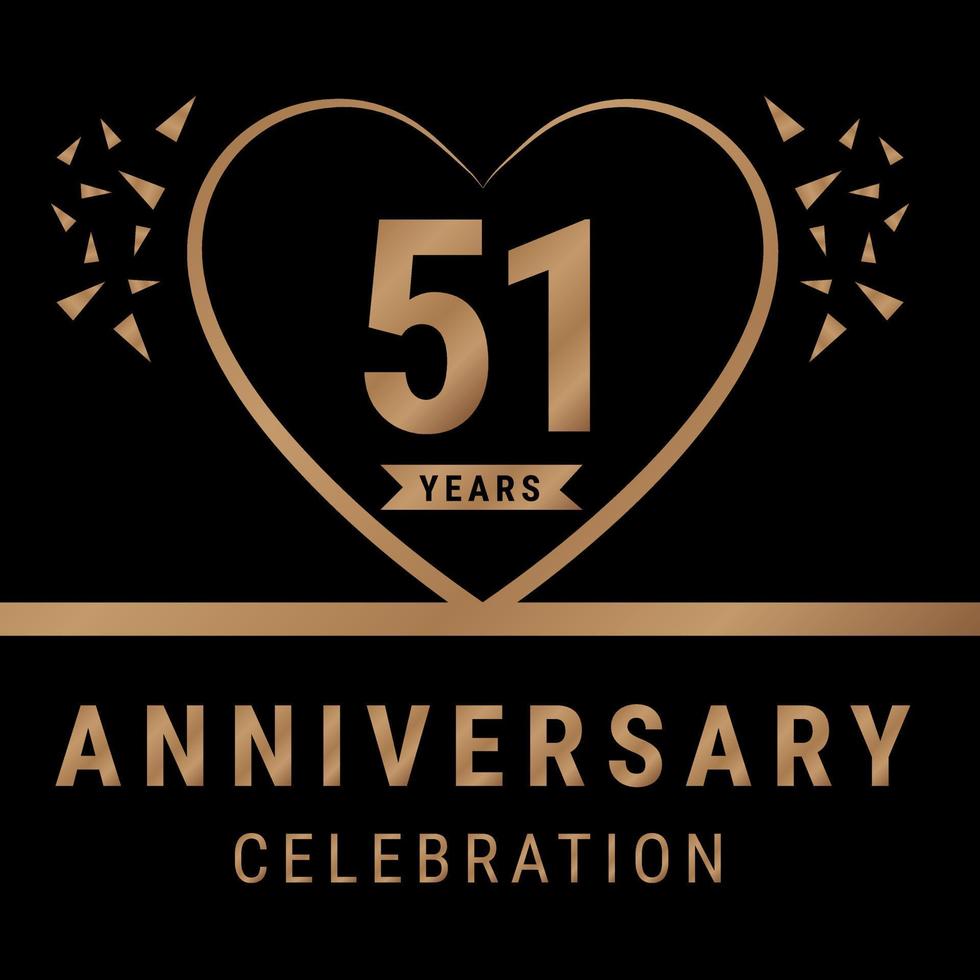 Logotype de célébration d'anniversaire de 51 ans. logo anniversaire avec couleur dorée isolée sur fond noir, création vectorielle pour la célébration, carte d'invitation et carte de voeux. illustration vectorielle eps10 vecteur