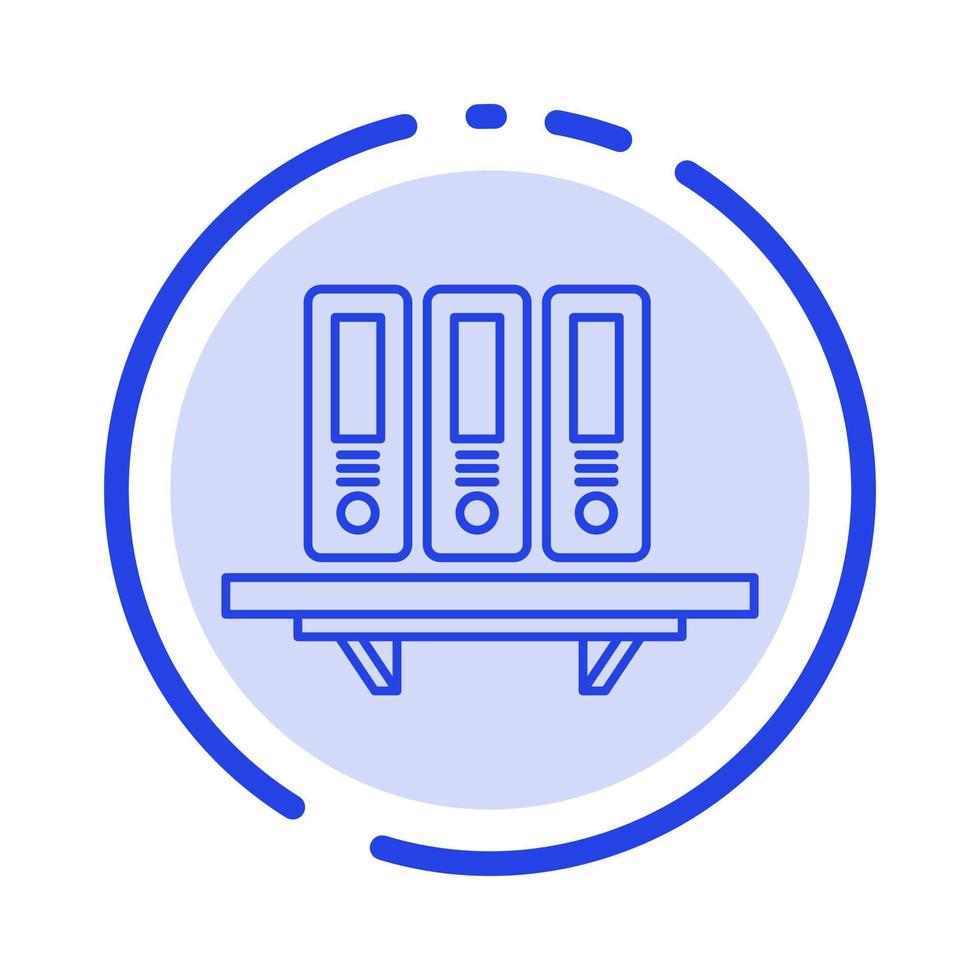 fichiers archives données base de données documents dossiers stockage bleu ligne pointillée icône ligne vecteur