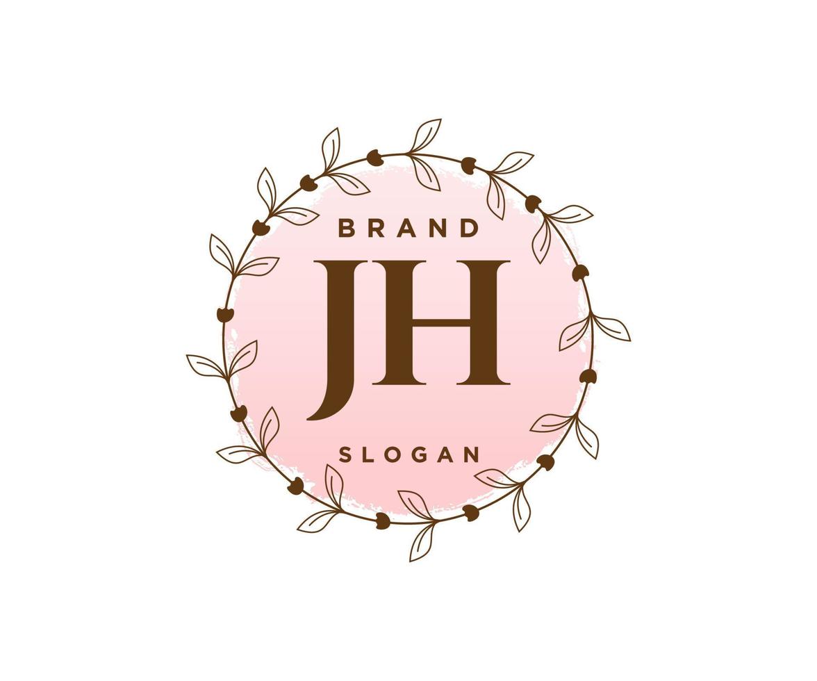 logo féminin jh initial. utilisable pour les logos nature, salon, spa, cosmétique et beauté. élément de modèle de conception de logo vectoriel plat.