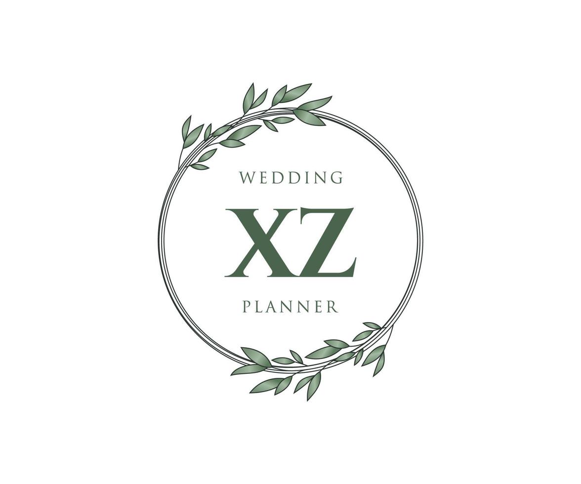 xz initiales lettre mariage monogramme logos collection, modèles minimalistes et floraux modernes dessinés à la main pour cartes d'invitation, réservez la date, identité élégante pour restaurant, boutique, café en image vectorielle vecteur