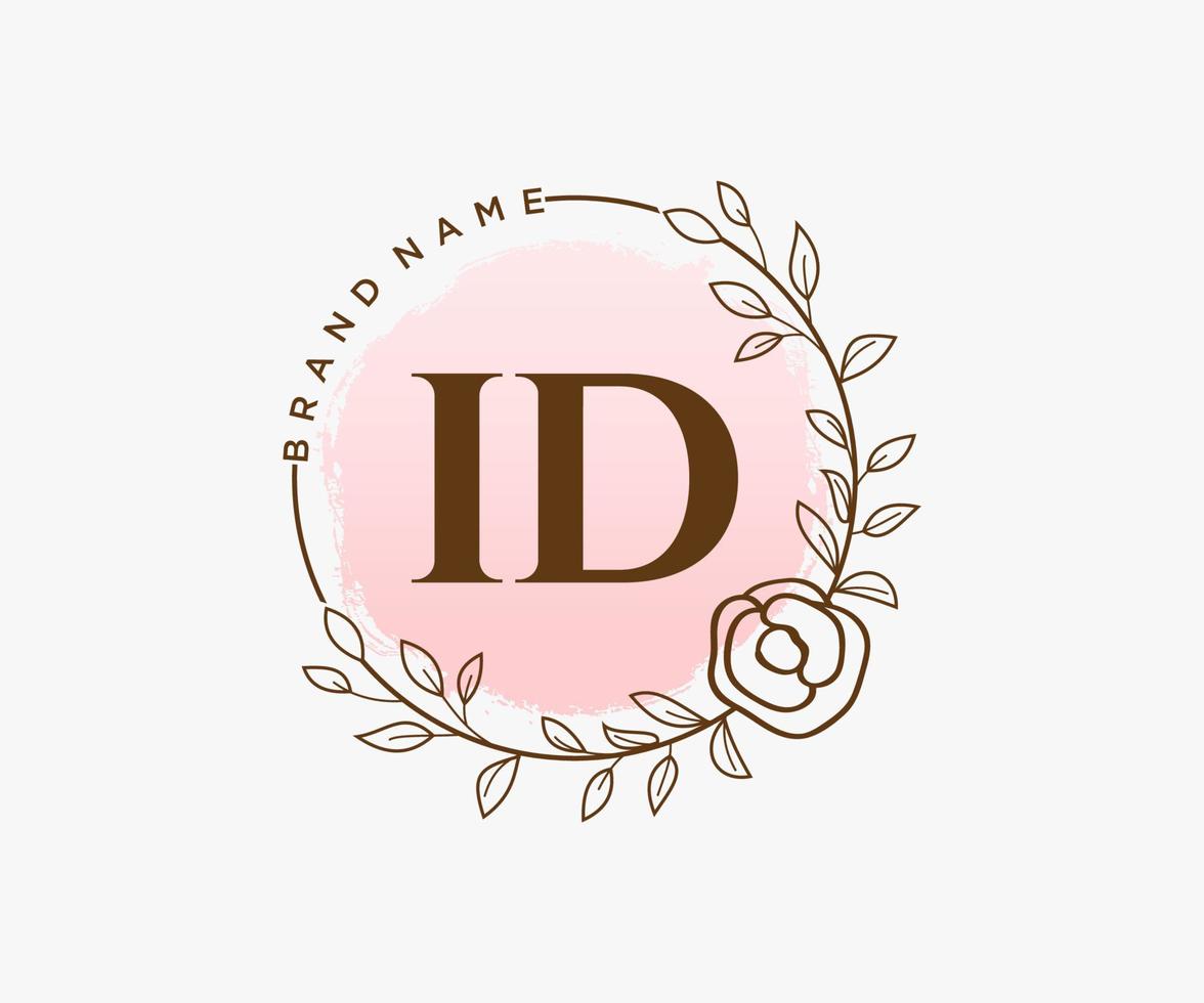 logo féminin id initial. utilisable pour les logos nature, salon, spa, cosmétique et beauté. élément de modèle de conception de logo vectoriel plat.