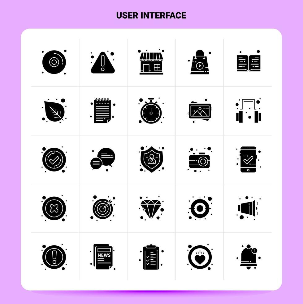 ensemble d'icônes d'interface utilisateur solide 25 conception de style de glyphe vectoriel icônes noires définies illustration vectorielle de conception d'idées commerciales web et mobiles