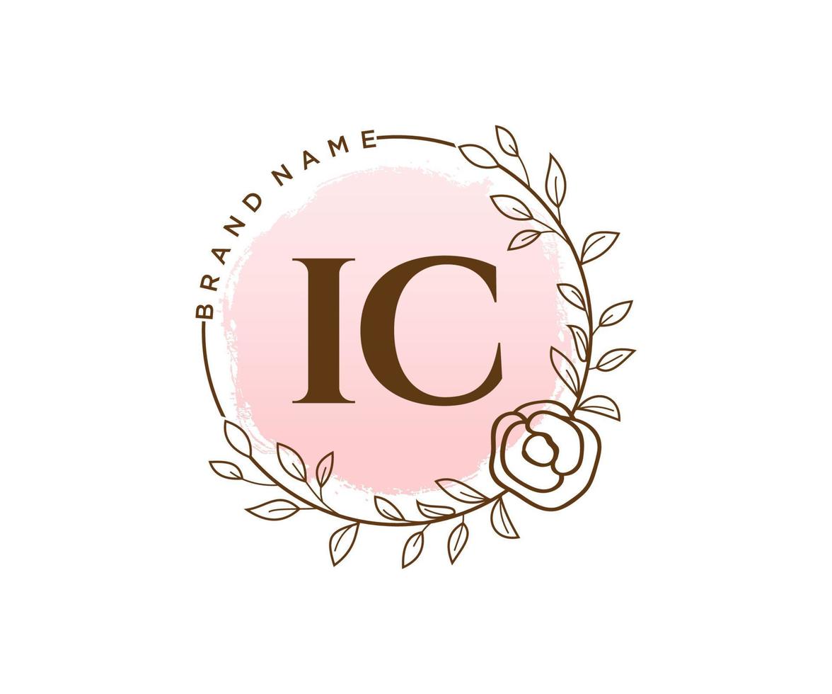 logo féminin initial ic. utilisable pour les logos nature, salon, spa, cosmétique et beauté. élément de modèle de conception de logo vectoriel plat.