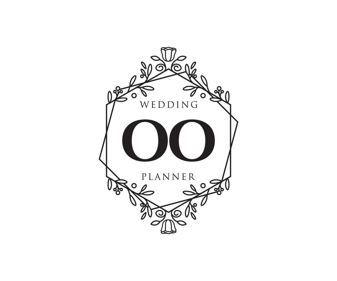 oo collection de logos de monogramme de mariage lettre initiales, modèles minimalistes et floraux modernes dessinés à la main pour cartes d'invitation, réservez la date, identité élégante pour restaurant, boutique, café en image vectorielle vecteur