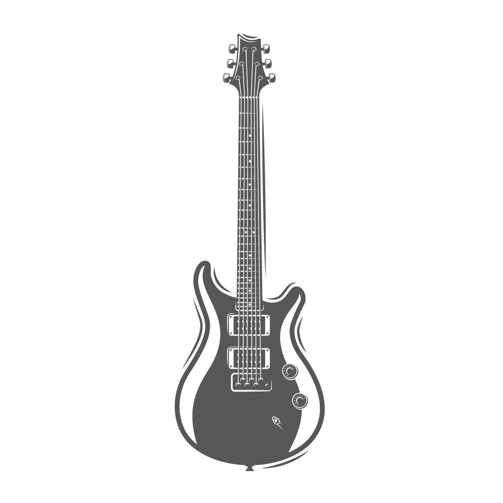 Silhouette de guitare isolé sur fond blanc vecteur