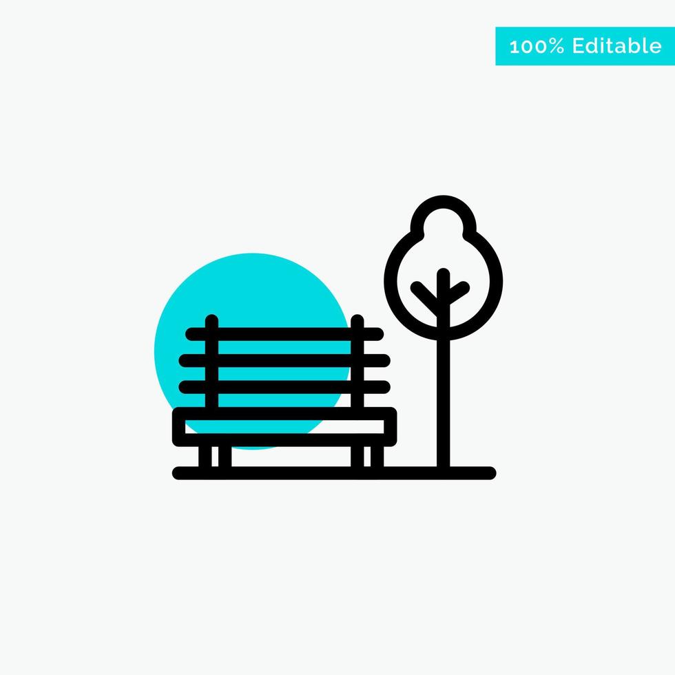 banc chaise parc hôtel turquoise point culminant cercle icône vecteur