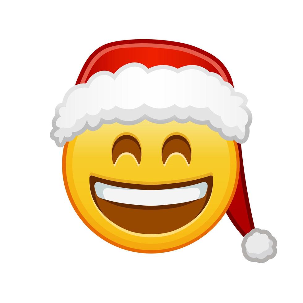 visage souriant de noël avec la bouche ouverte et les yeux rieurs grande taille de sourire emoji jaune vecteur