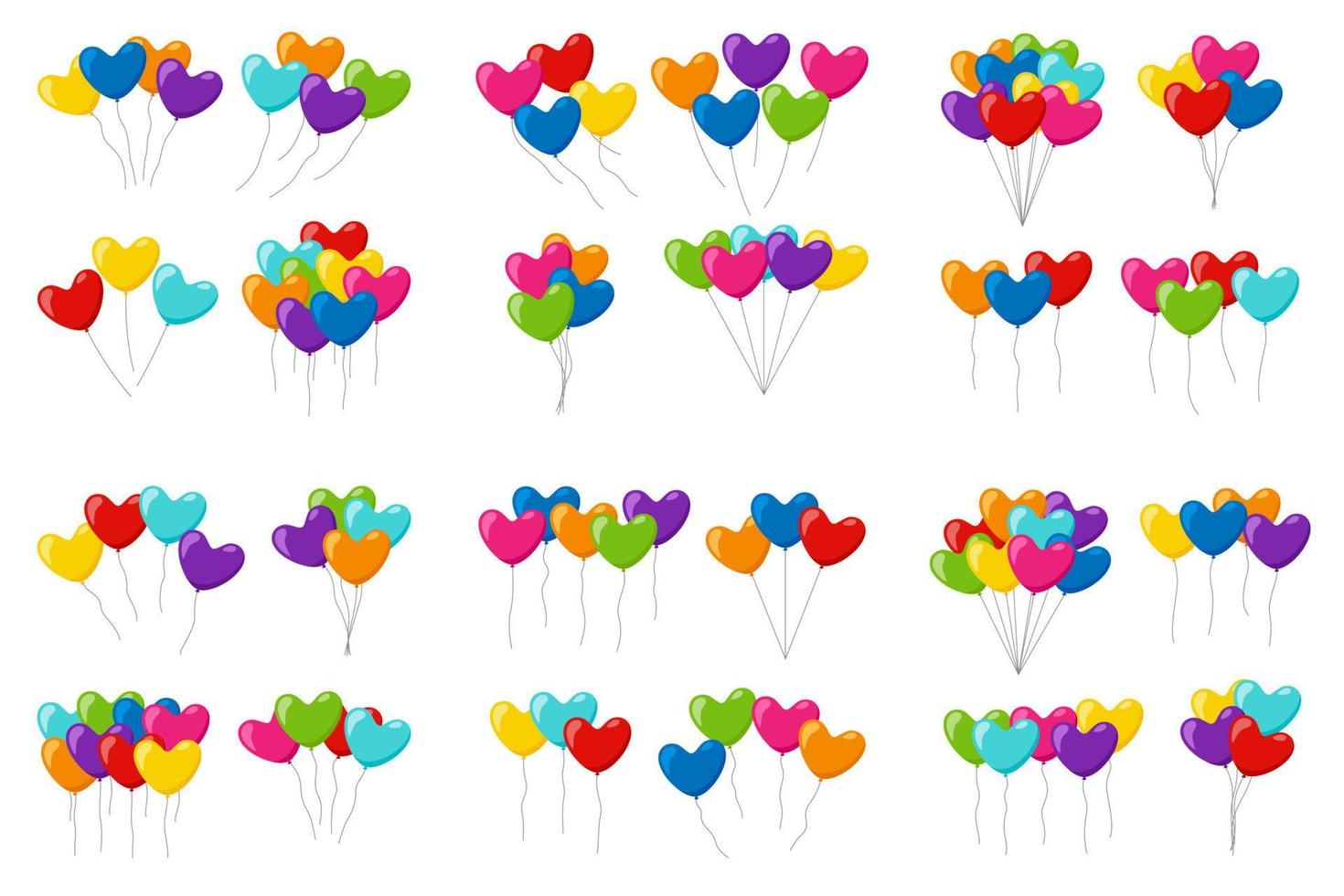 Ensemble De Quatre Ballons Colorés. Ballon Rouge. Ballon Bleu. Ballon Vert.  Ballon Rose. Ballons Avec Une Corde Ou Un Cordon. Ballons D'anniversaire  Brillant. Ballons Avec La Réflexion Blanc. Clip Art Libres De