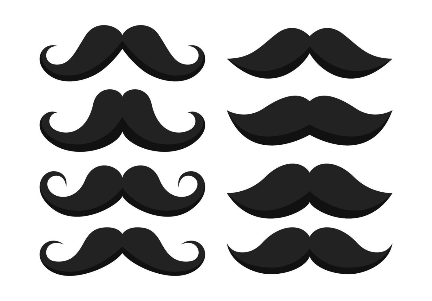 ensemble de moustache dans un style plat isolé vecteur