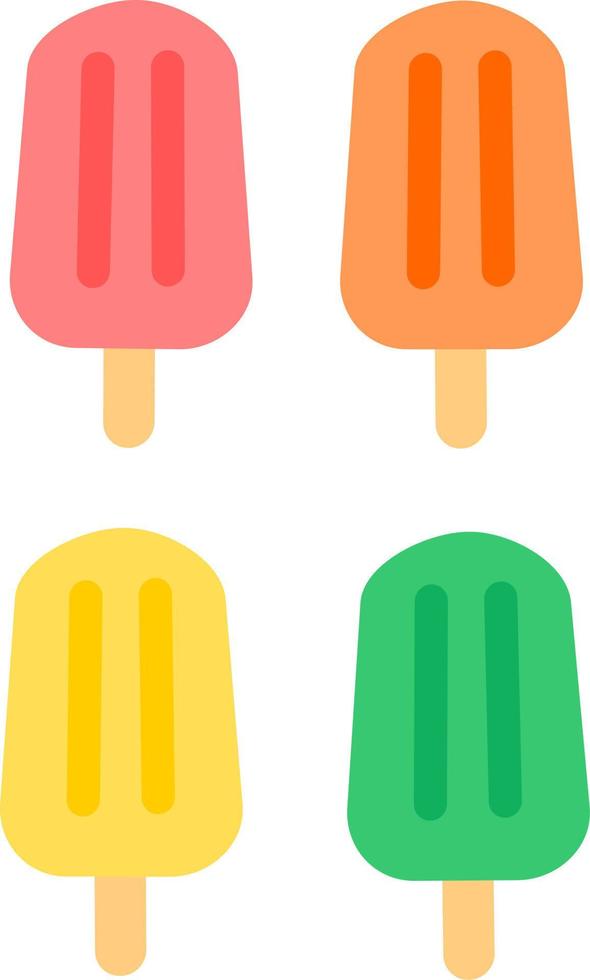 vecteur de sucettes glacées à quatre couleurs sur fond blanc, collection de sucettes glacées d'été, sucettes glacées surgelées - illustration vectorielle isolée, icône de nourriture, logo de dessert