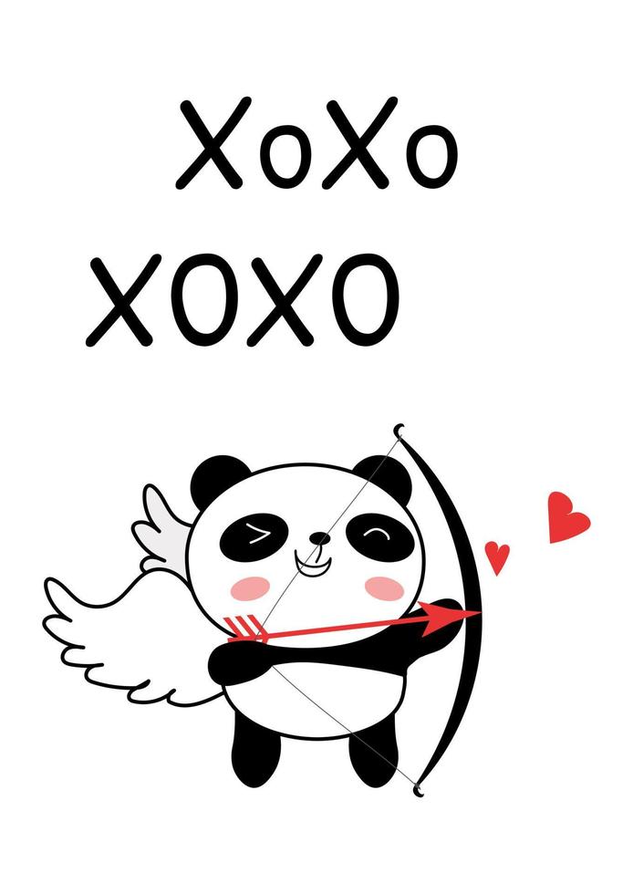 carte de saint valentin avec illustration vectorielle bébé panda vecteur