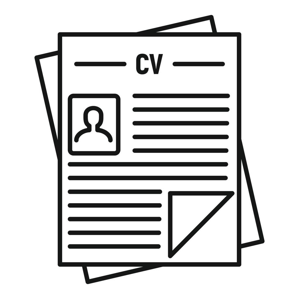 icône de papiers cv, style de contour vecteur