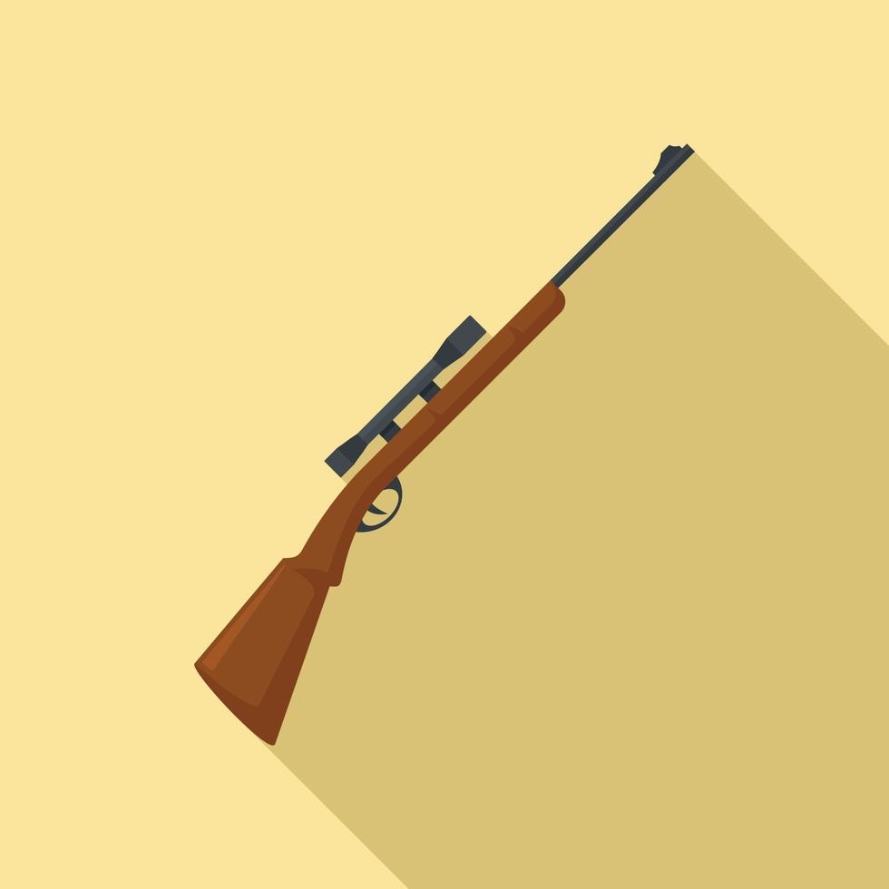 icône de fusil de sniper de chasse, style plat vecteur