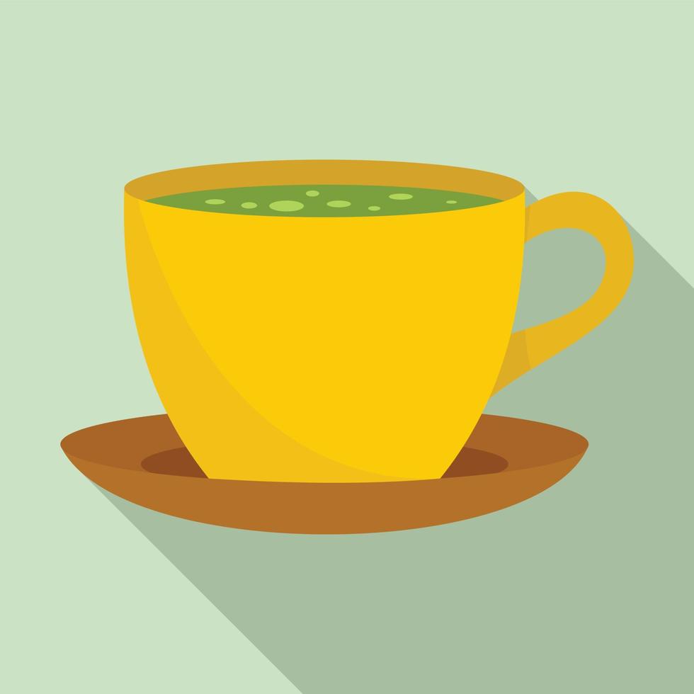 icône de thé chaud matcha, style plat vecteur