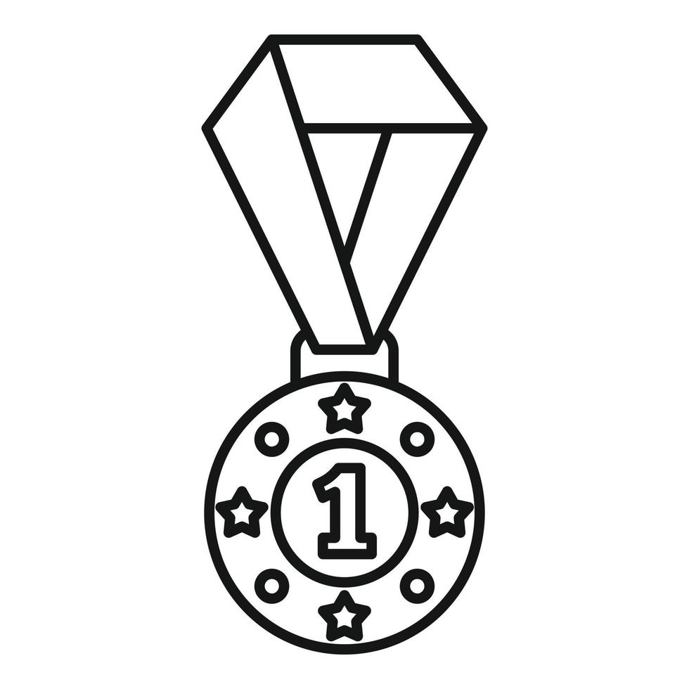 icône de médaille d'escrime, style de contour vecteur