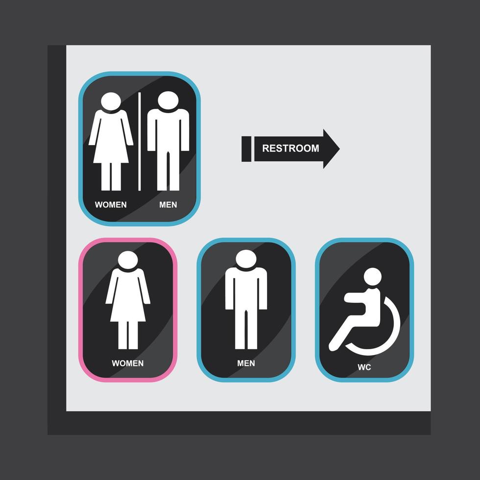 ensemble d'icônes vectorielles de toilettes, toilettes mâles ou femelles wc vecteur