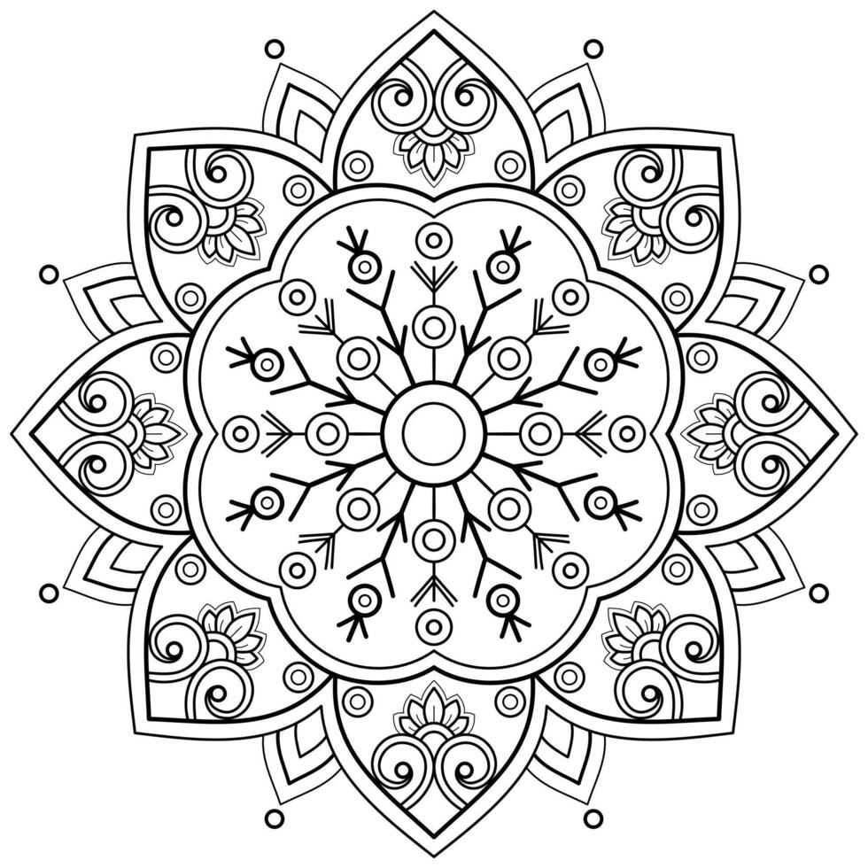 motif de mandala pour l'art sur le mur livre de coloriage motif de dentelle tatouage conception d'impression pour un papier peint peinture chemise et carrelage pochoir conception cartes ornement décoratif texturé. sur fond blanc vecteur