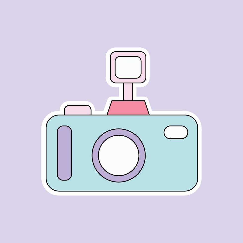 un appareil photo isolé sur fond violet doux vecteur