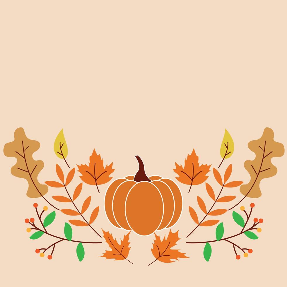 automne fond d'automne fond de modèle de thanksgiving avec des feuilles et de la citrouille vecteur