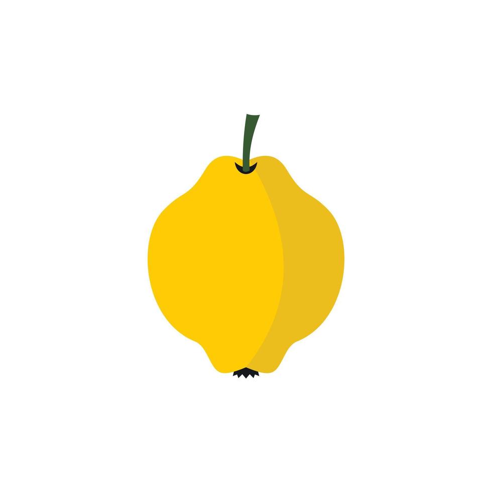 icône de fruit de coing jaune, style plat vecteur