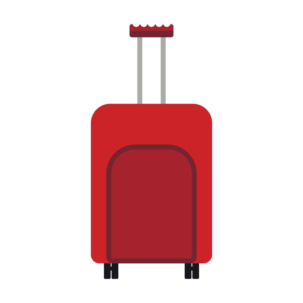 icône de valise de voyage rouge, style plat vecteur
