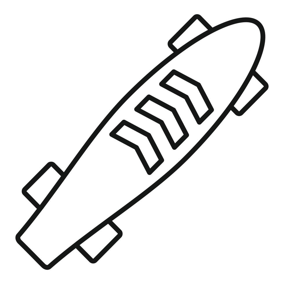 icône de planche à roulettes longue, style de contour vecteur