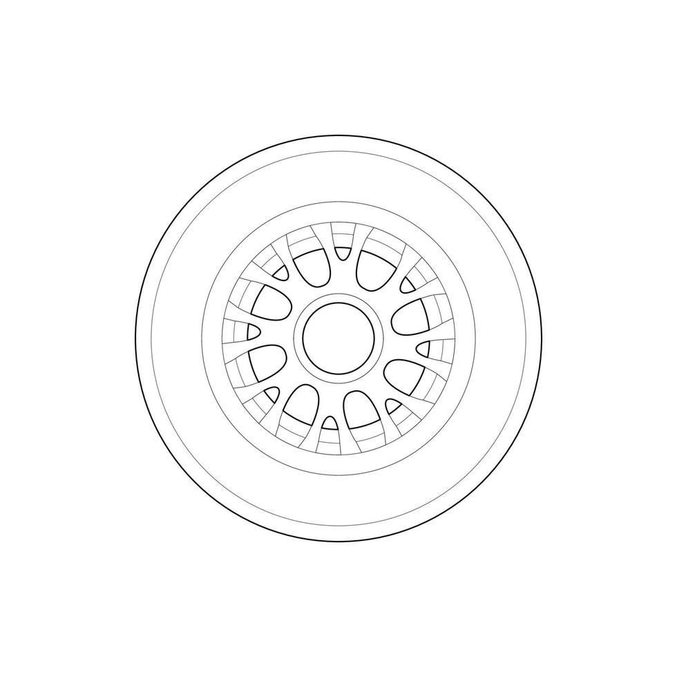 icône de roue de course, style de contour vecteur