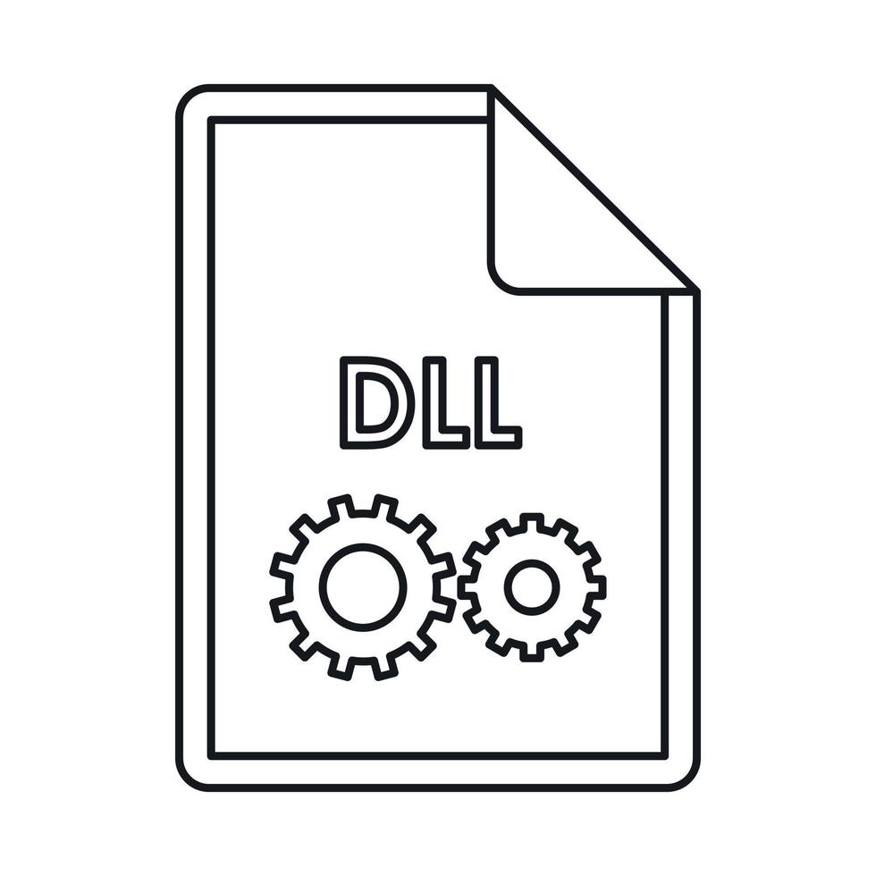 icône d'icône d'extension de fichier dll, style de contour vecteur