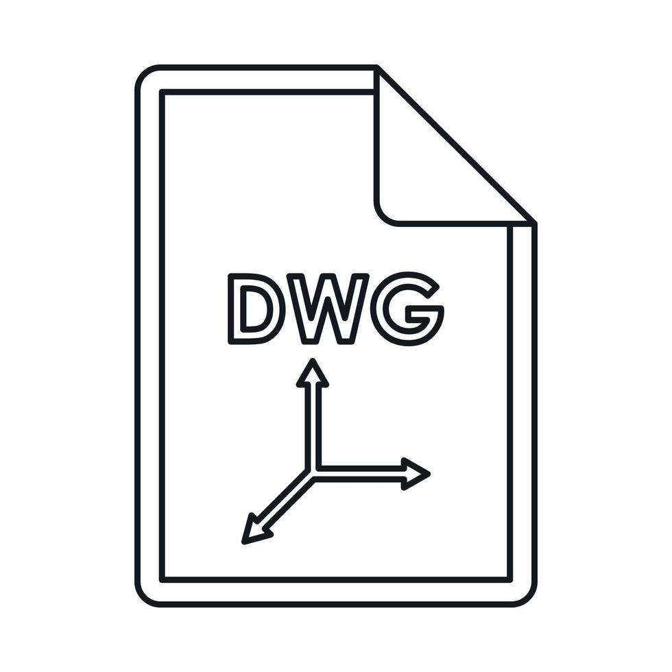 icône d'extension de fichier dwg, style de contour vecteur