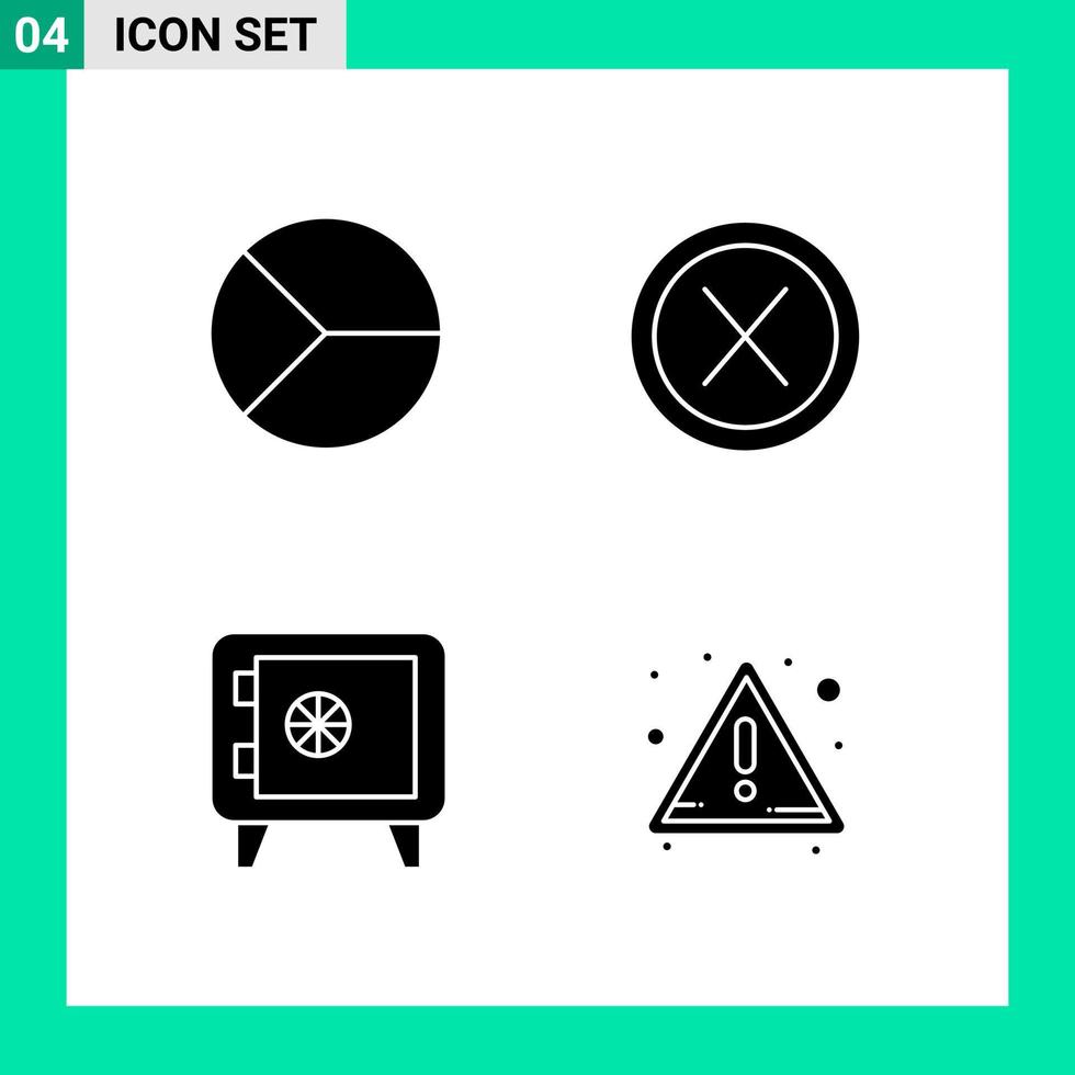 pack de 4 symboles de glyphe de jeu d'icônes de style solide pour imprimer des signes créatifs isolés sur fond blanc 4 jeu d'icônes fond de vecteur d'icône noire créative