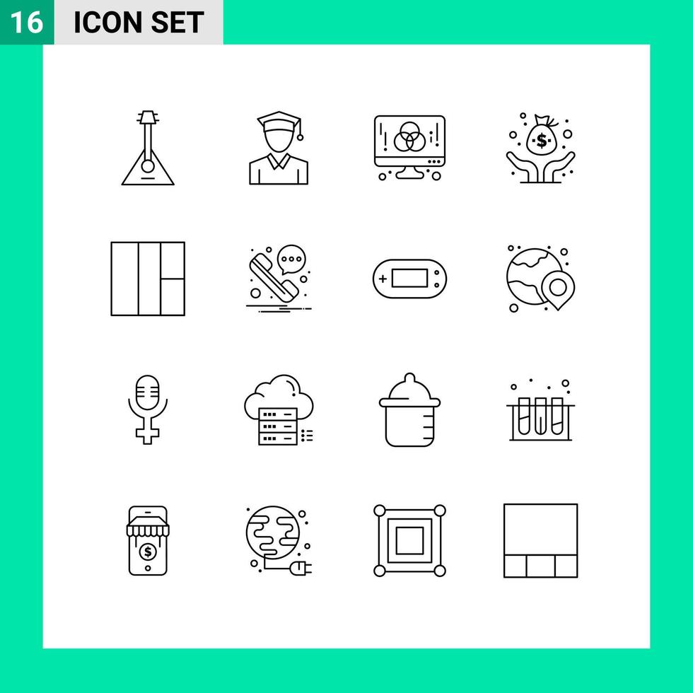16 icônes créatives signes et symboles modernes de la grille investisseur ordinateur fonds éléments de conception vectoriels modifiables créatifs vecteur