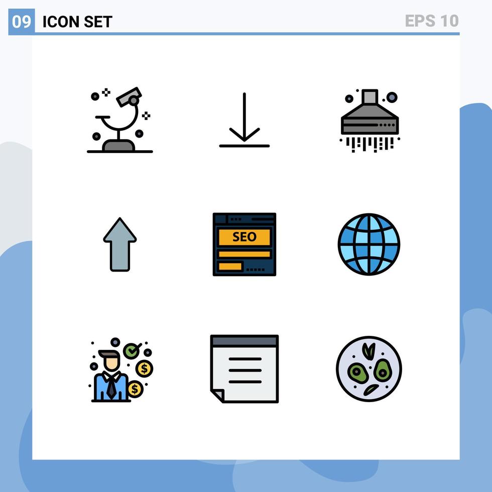 9 icônes créatives signes et symboles modernes de l'extracteur de site Web de données flèches de téléchargement éléments de conception vectoriels modifiables vecteur