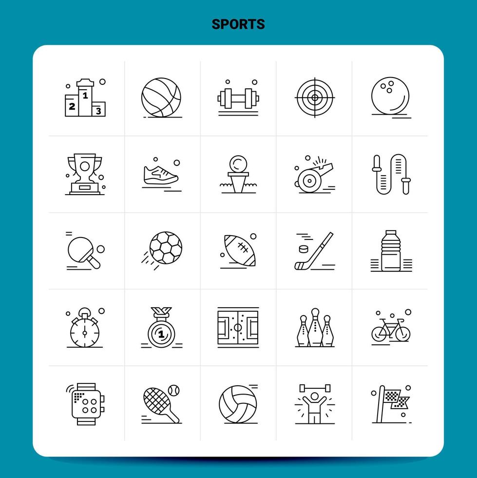 contour 25 sports icon set vector line style design icônes noires set pictogramme linéaire pack web et mobile business ideas design illustration vectorielle