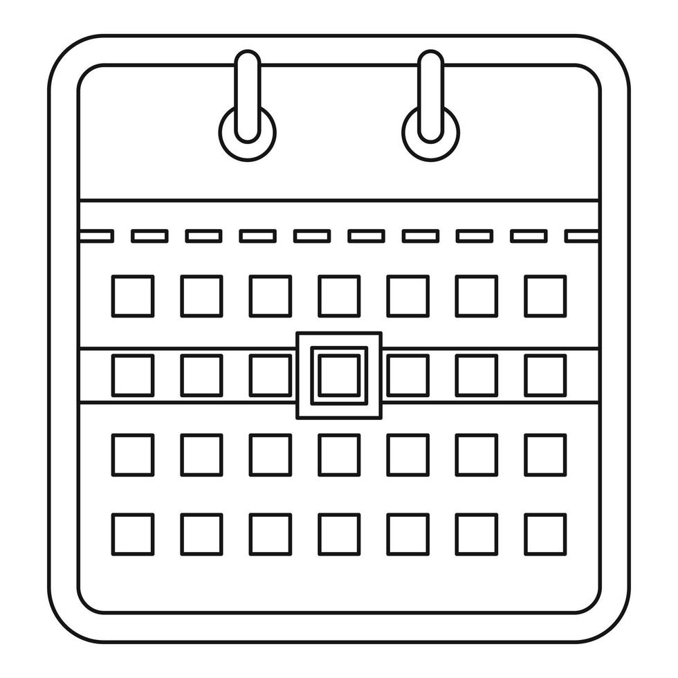 icône de calendrier, style de contour. vecteur