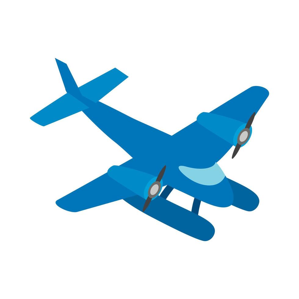 icône de petit avion bleu, style 3d isométrique vecteur